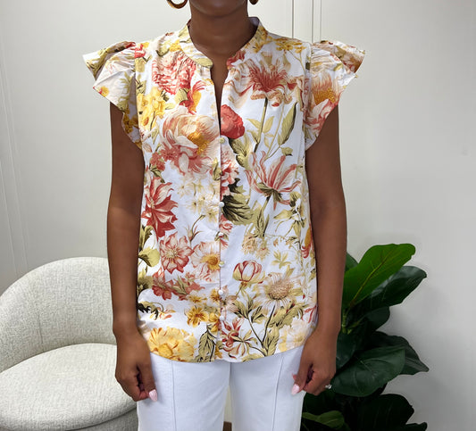 Lauren Floral Split Neck Top