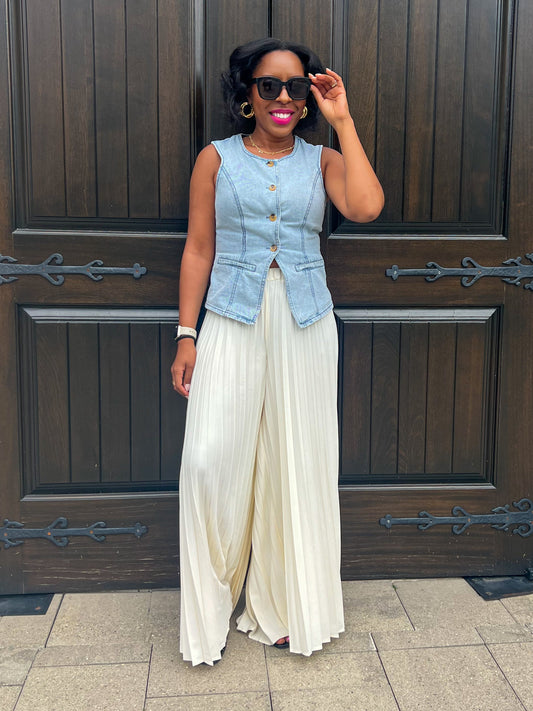 Jalisa Denim Button Up Vest